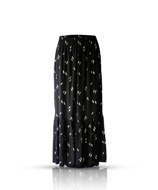 Ladies Printed Skirt - Black Printed