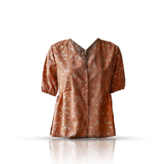 Ladies Short Sleeve Blouse - Brown Printed
