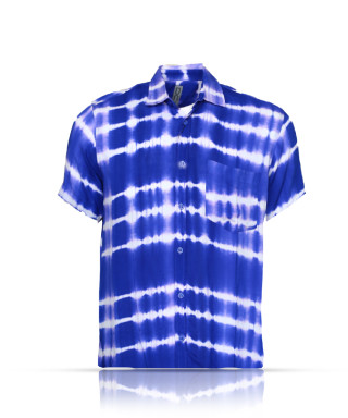 Gents Cotton Shirt - Blue Printed