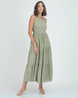 Ladies Back Buttoned Opend Maxi Dress - Emaaki